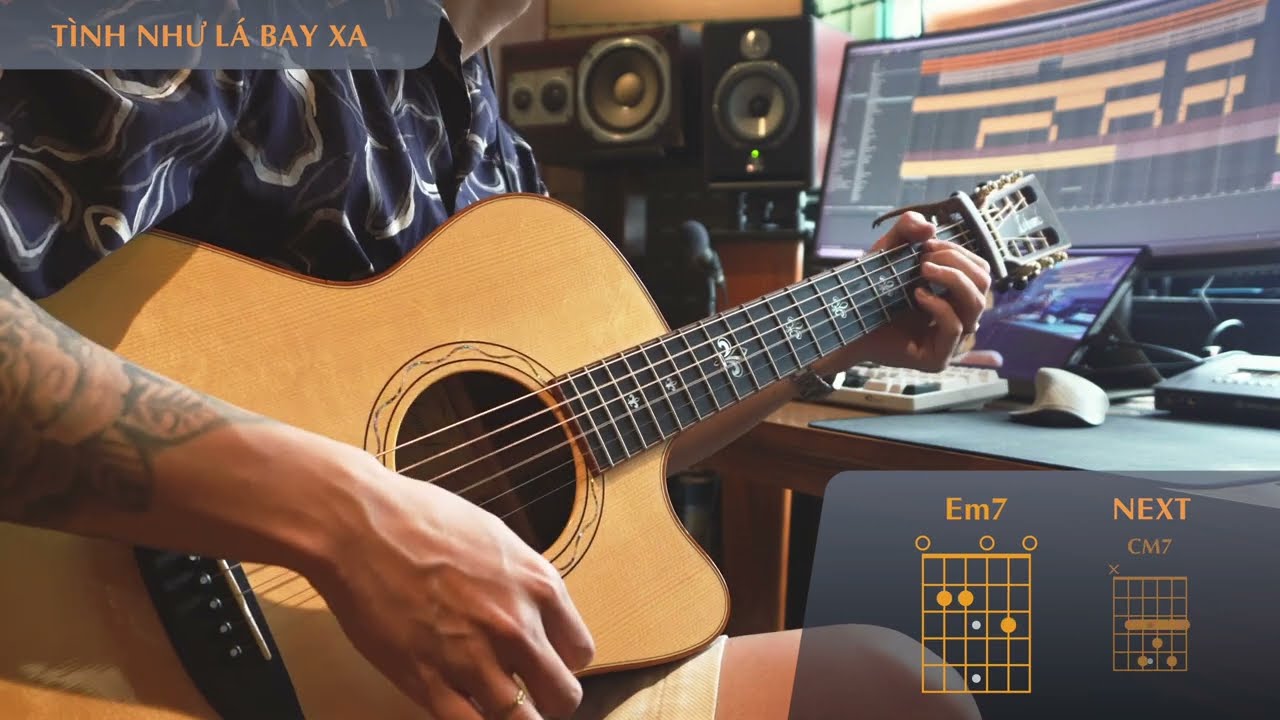Tình Như Lá Bay Xa - Jimmii Nguyễn ft Mỹ Tâm ( Guitar Chords + Drum, bass  TungTic )