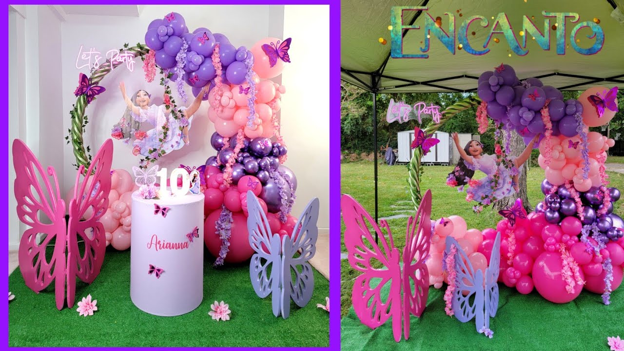COMO HACER ARCO DE GLOBOS / DECORACION FIESTA DE ENCANTO / IDEAS FIESTA DE ISABELLA