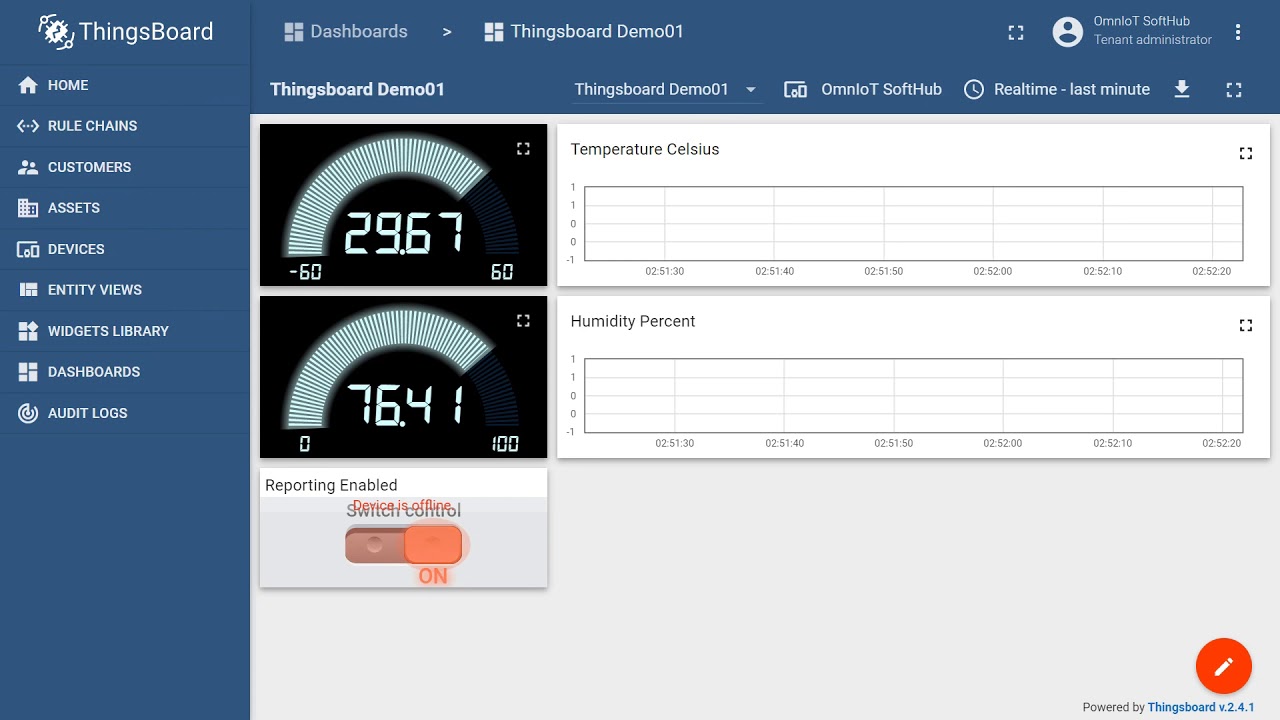 OmnIoT SoftHub to Thingsboard Dashboard Tutorial example (pt 2)