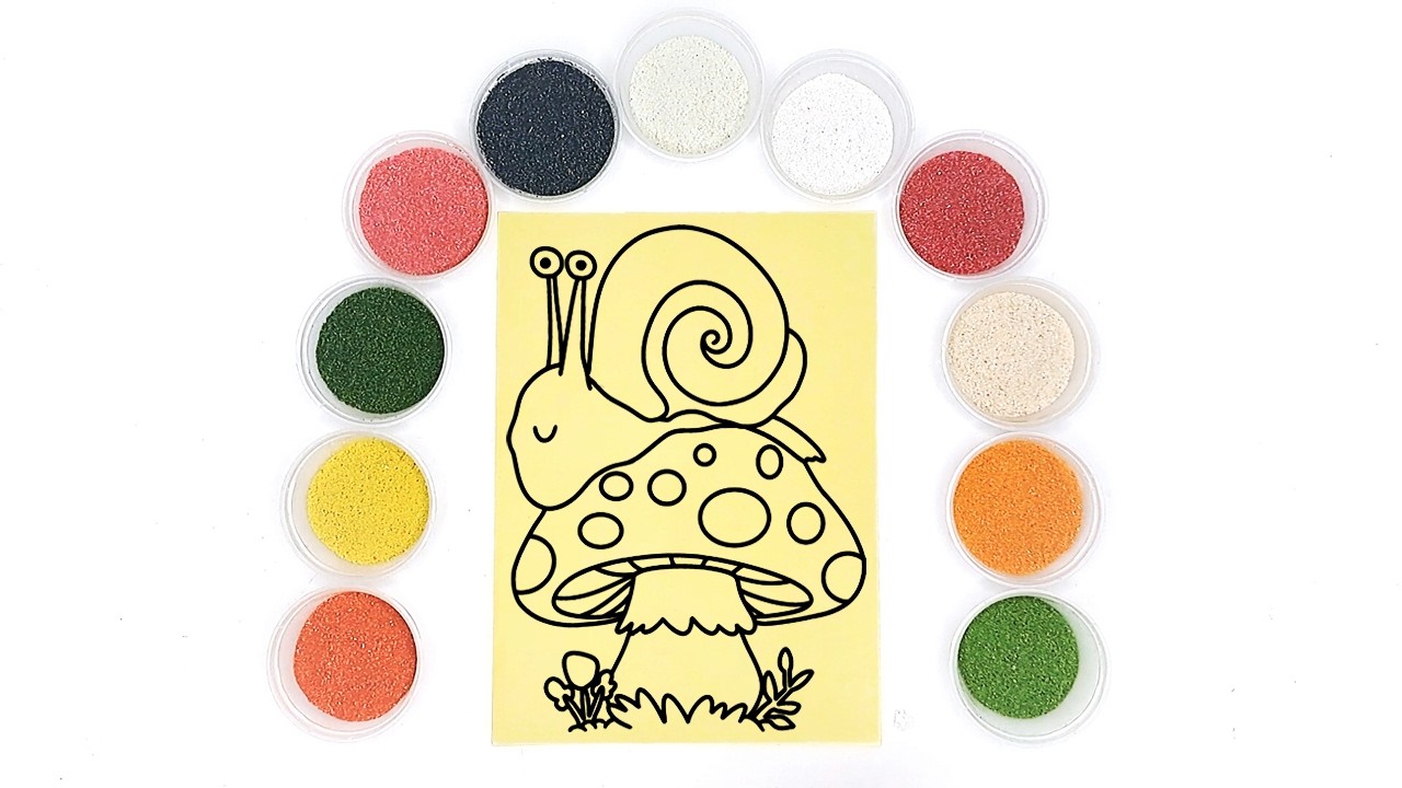 A Snail on a Mushroom Sand Coloring for Relaxation | Soft Instrumental Music