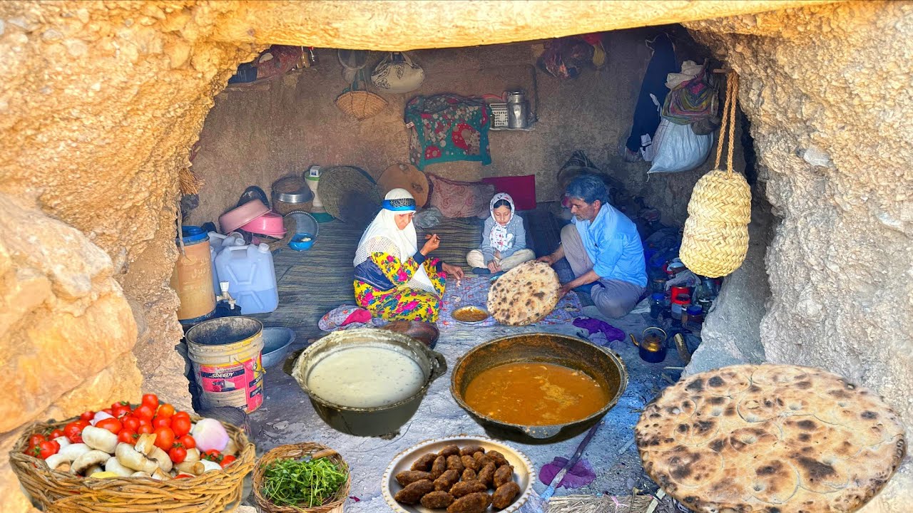 Breakfast in Village Style: Traditional Rice Milk, Beans Stew, Bread & Life With Livestock