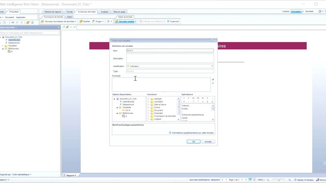 Analyse dynamique avec une r&eacute;f&eacute;rence sur Webi 4.2 - SAP BO