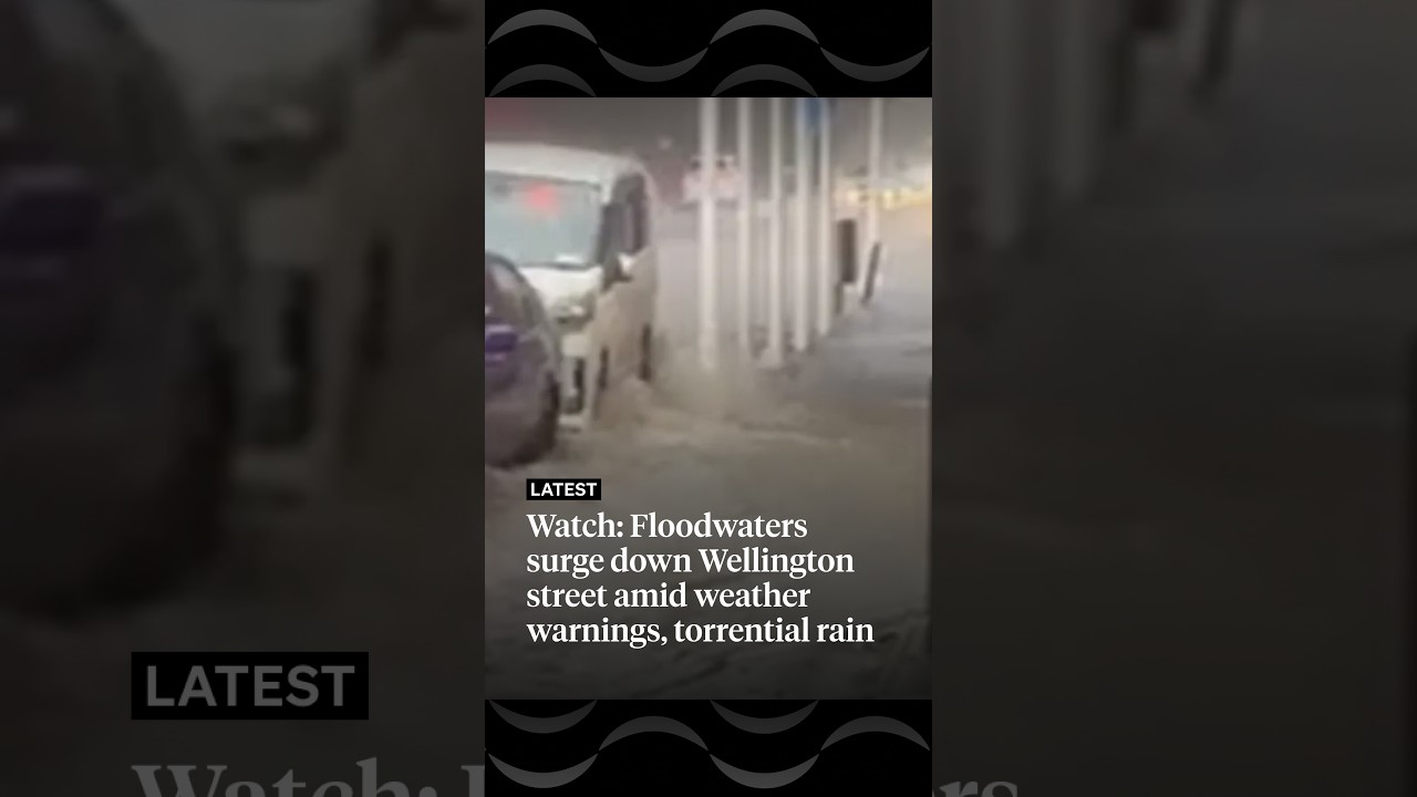 Torrential rain causes floodwaters to surge down Wellington street | RNZ