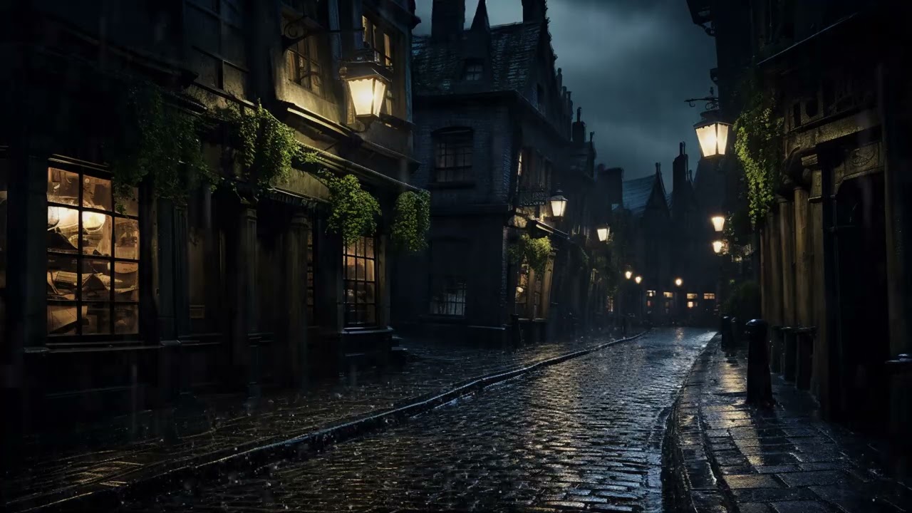 🌧⚡ Stormy Night on a Gothic Victorian Street | Rain & Thunder Sounds for Sleep & Writing