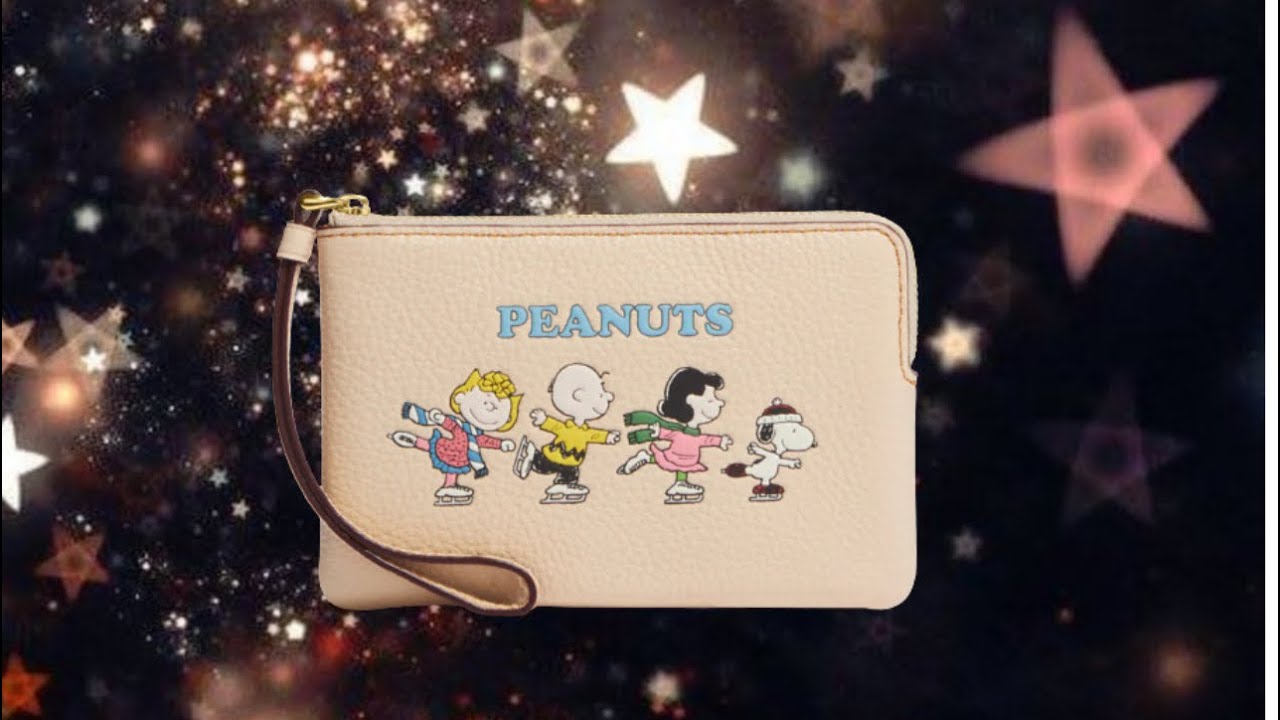 Coach X Peanuts Corner Zip Wristlet In Signature Canvas ,Snoopy And Friends Motif, Snoopy Present 🎁