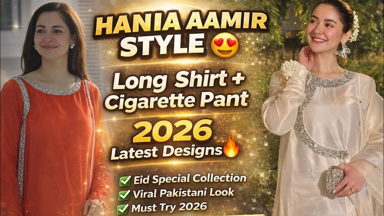 Hania Aamir Inspired Long Shirt & Cigarette Pant Designs 2026 | Viral Pakistani Suit Style ✨