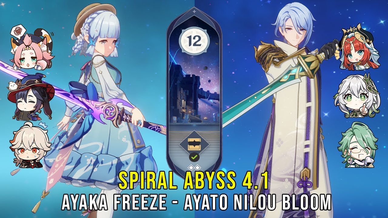C0 Ayaka Freeze and C0 Ayato Nilou Bloom - Genshin Impact Abyss 4.1 - Floor 12 9 Stars