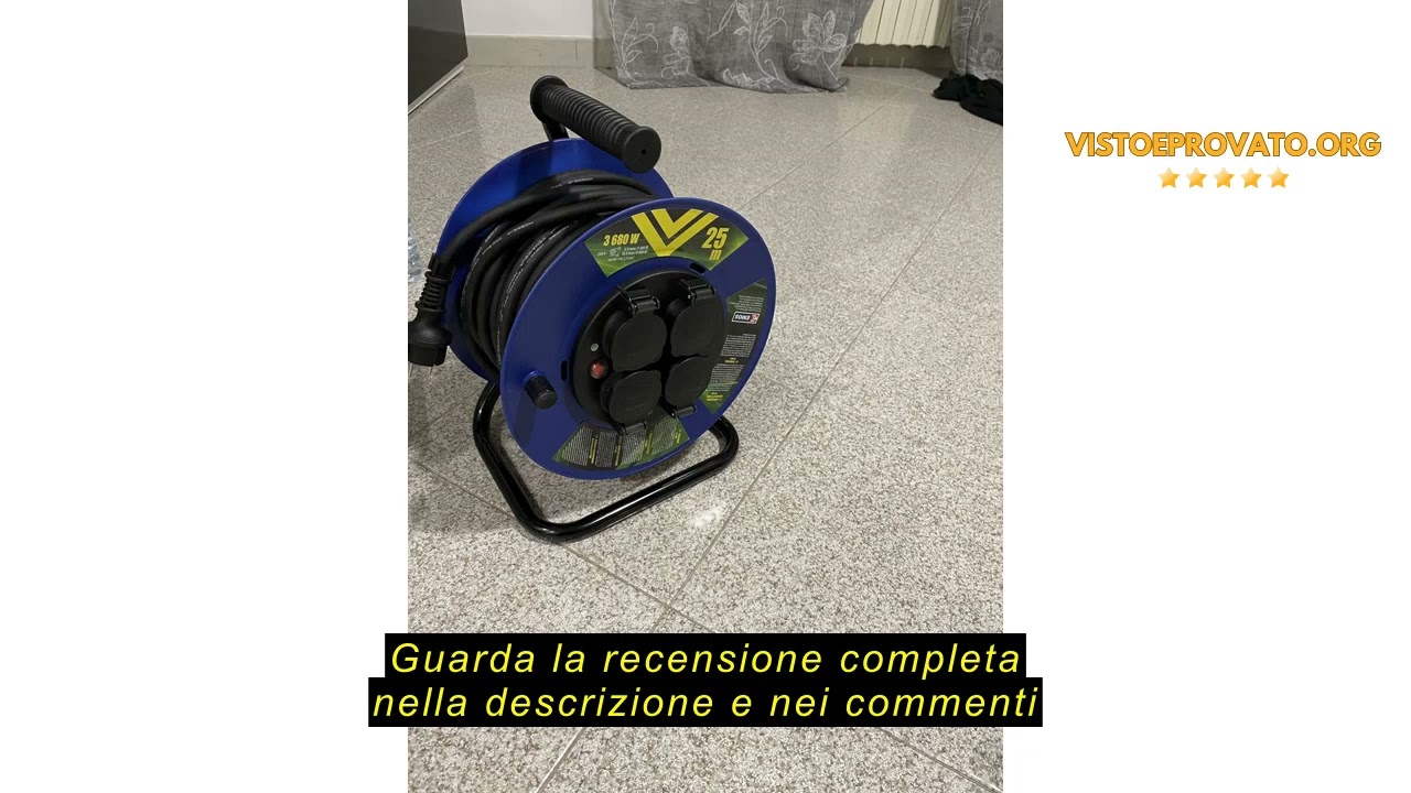 Recensione del Emos P19625 Avvolgicavo Professionale prolunga, 25 m di Cavo con 4 Prese Schuko, 2,5