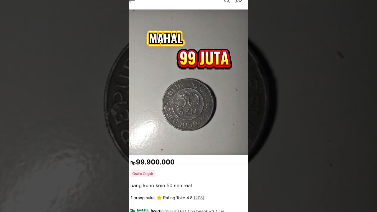 harga terbaru mahal uang koin 50 sen tahun 1959 #shorts #uangkuno #koinkuno #hargauangkuno