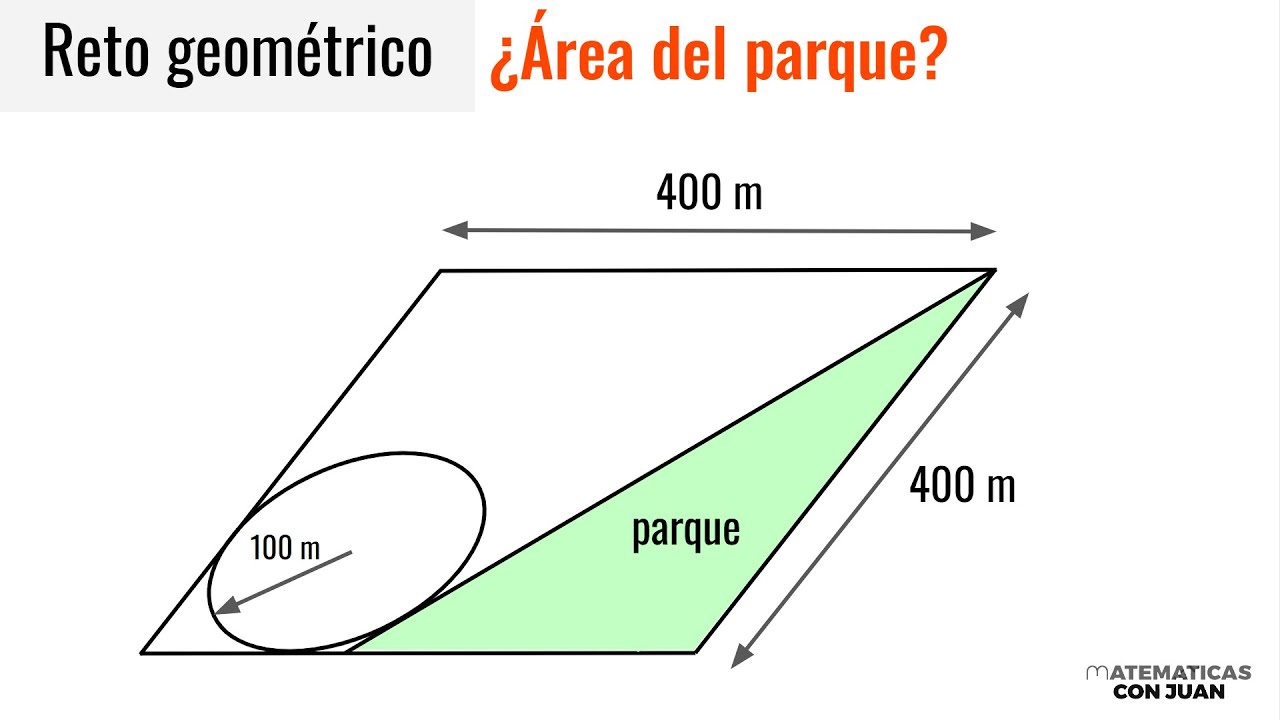 DESAFÍO GEOMÉTRICO. Hallar el área del triángulo, del parque. Geometría Básica