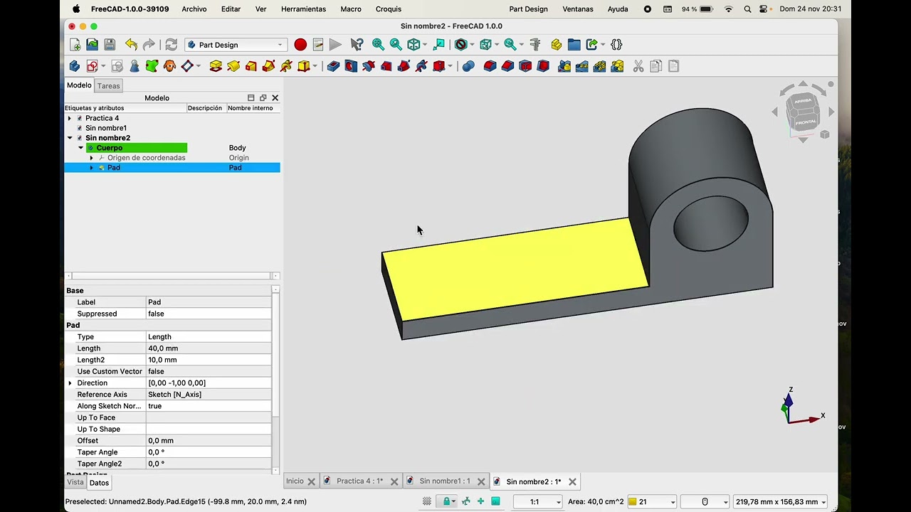 Practica 3 FreeCAD paso a paso