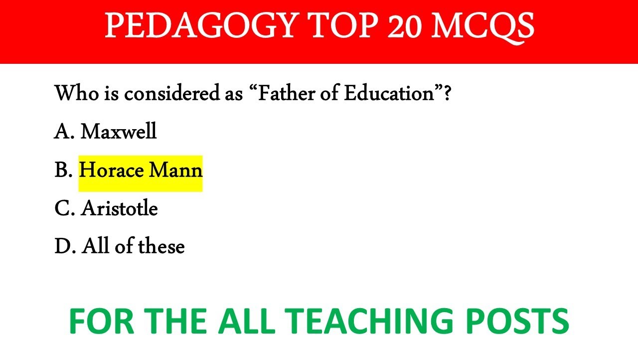 Pedagogy Top 20 MCQs