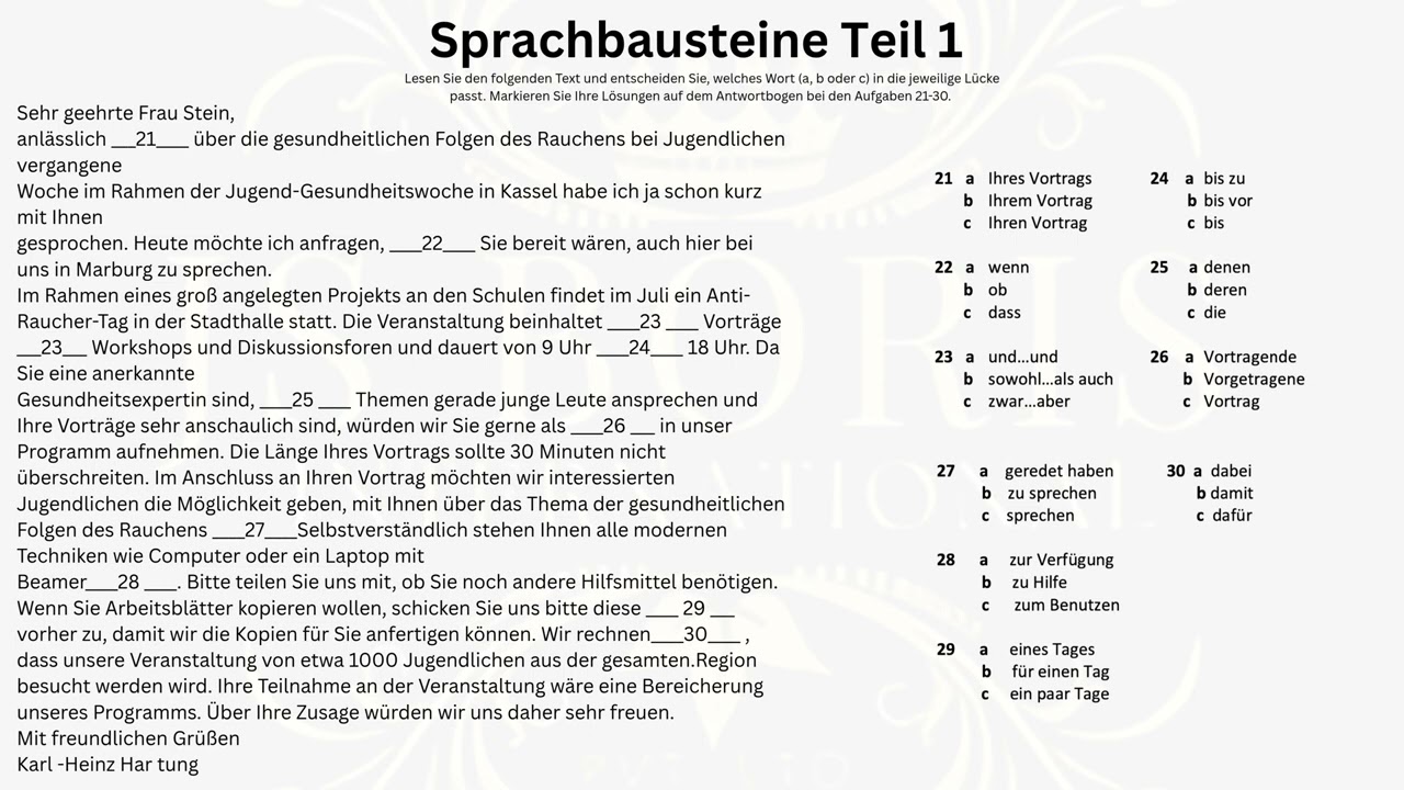 Sprachbausteine Telc B2 #telcb1 #telcb2pr&uuml;fung #telcb2