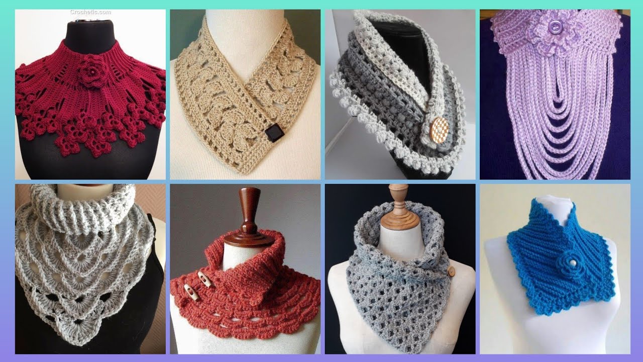 Impressive Elegant outstanding crochet pattern of handmade neck scraft outfits designs ideas