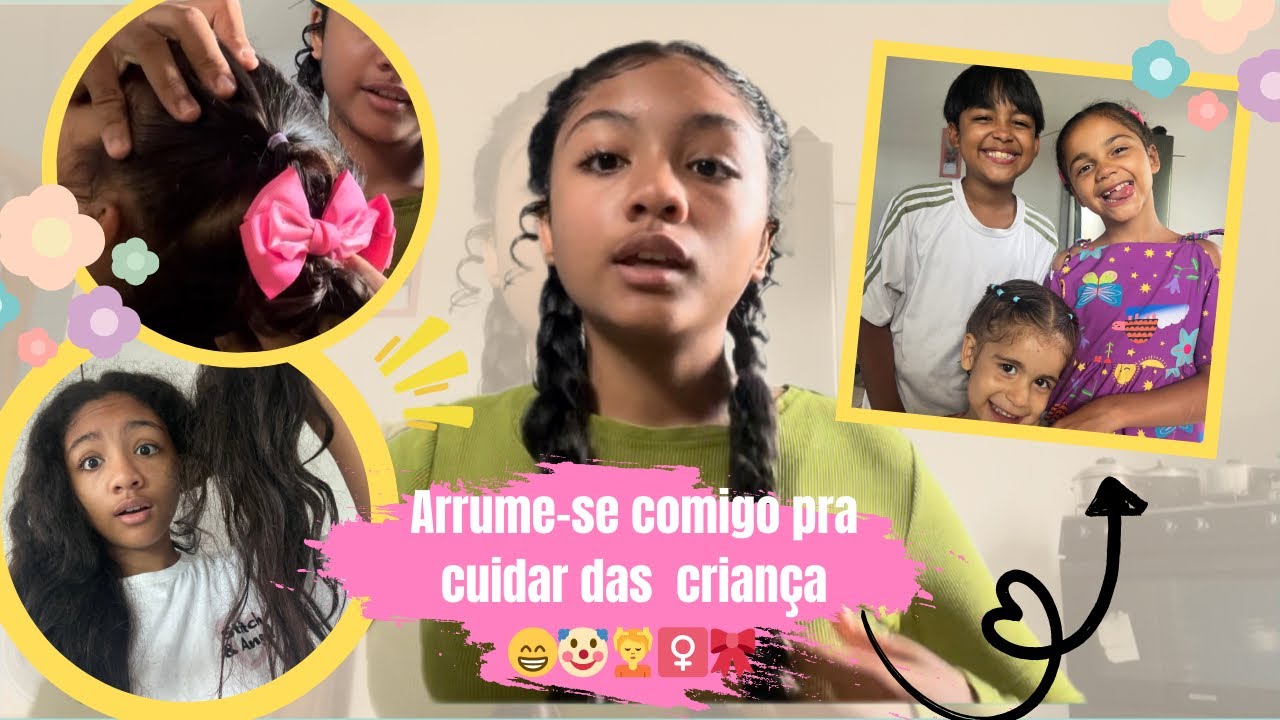 Arruma-se comigo pra ir cuidar das crianças 🫶🥰💆🏻‍♀️🤡😁🪮🎀