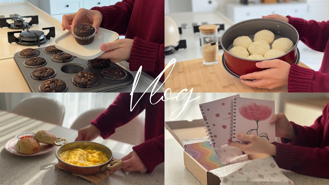 Ev Vlog🏘️, Kuymak, Çiçek Ekmek, Vişneli Çikolatalı Muffin🧁