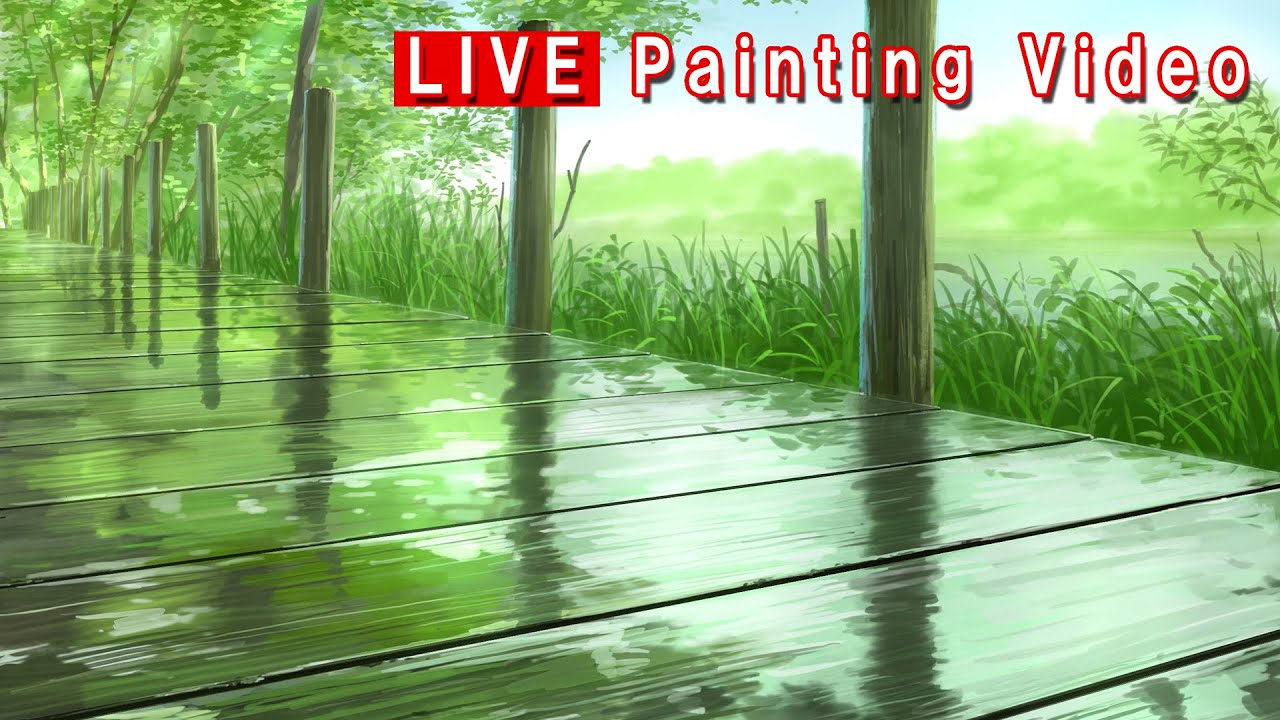 【イラストメイキング】映り込みの反射の背景描き方　Landscape painting art