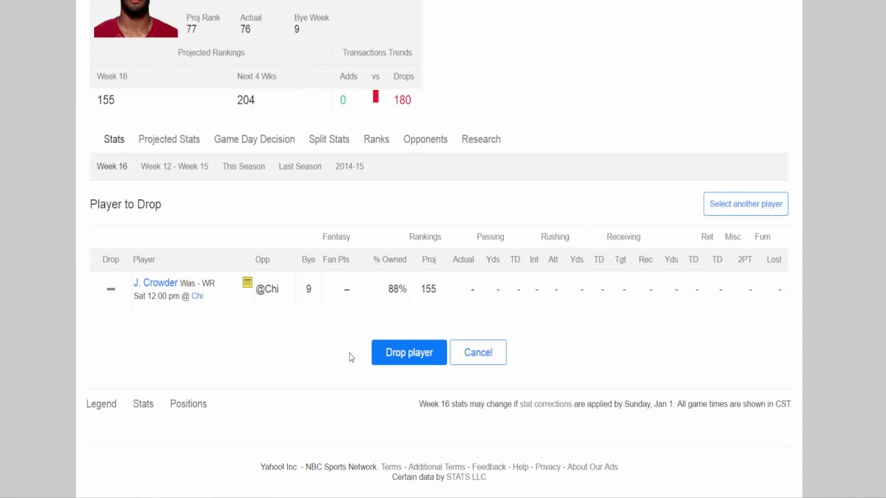 Yahoo Fantasy Football: How to Drop a Player. [HD]