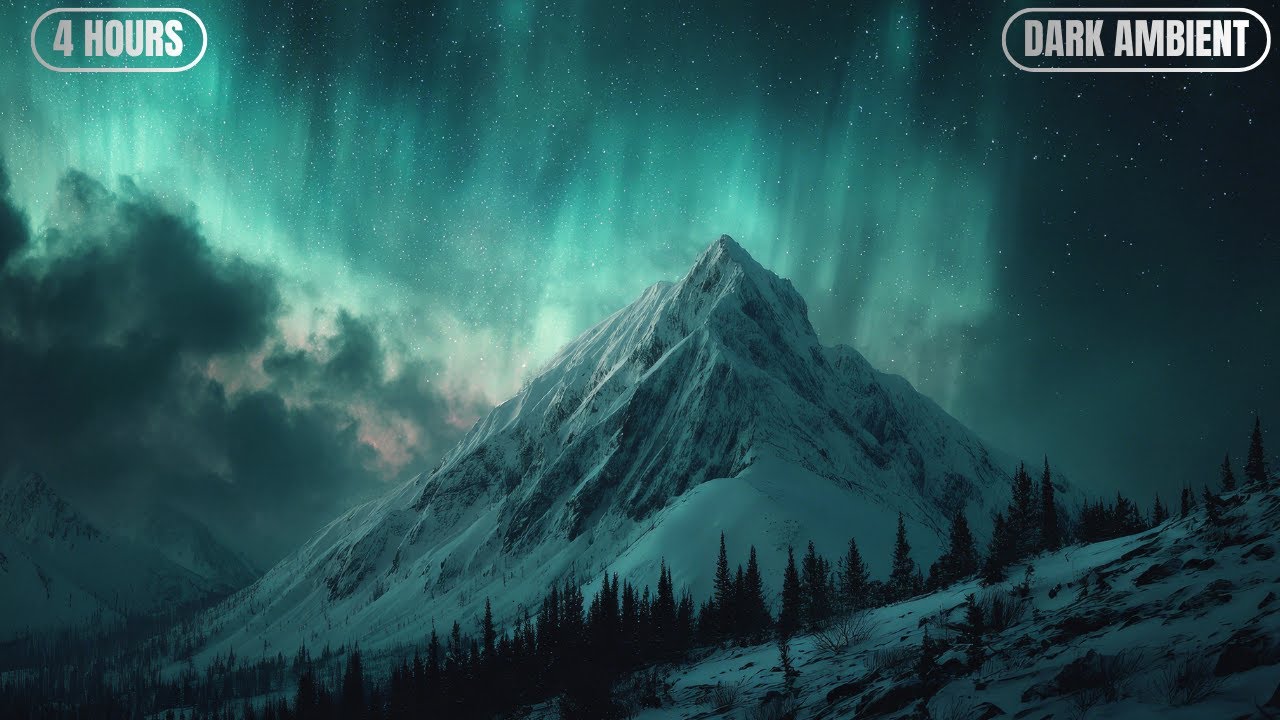 Deep Sleep in 4 Hours 💙 Aurora Borealis Ambience | Mountain Peak Soundscape