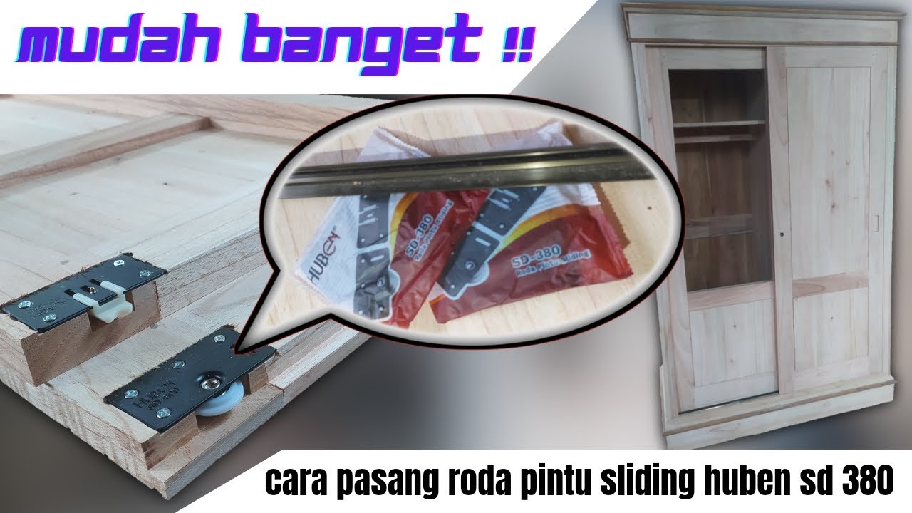 cara pasang roda pintu sliding huben sd 380