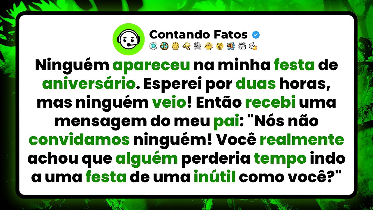 Ninguém apareceu na minha festa de aniversário. Esperei por duas horas, mas ninguém veio...