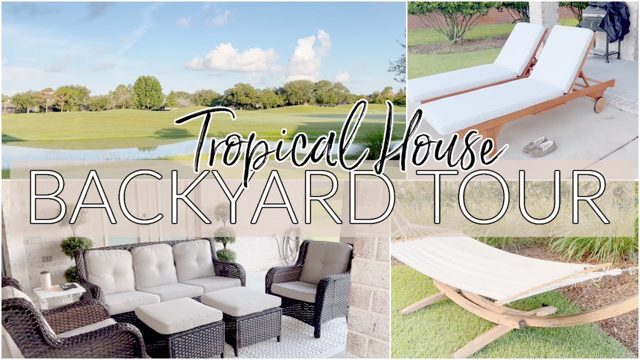 *TROPICAL BACKYARD PATIO TOUR* New Furniture Set Up, Sunroom Construction starting soon!