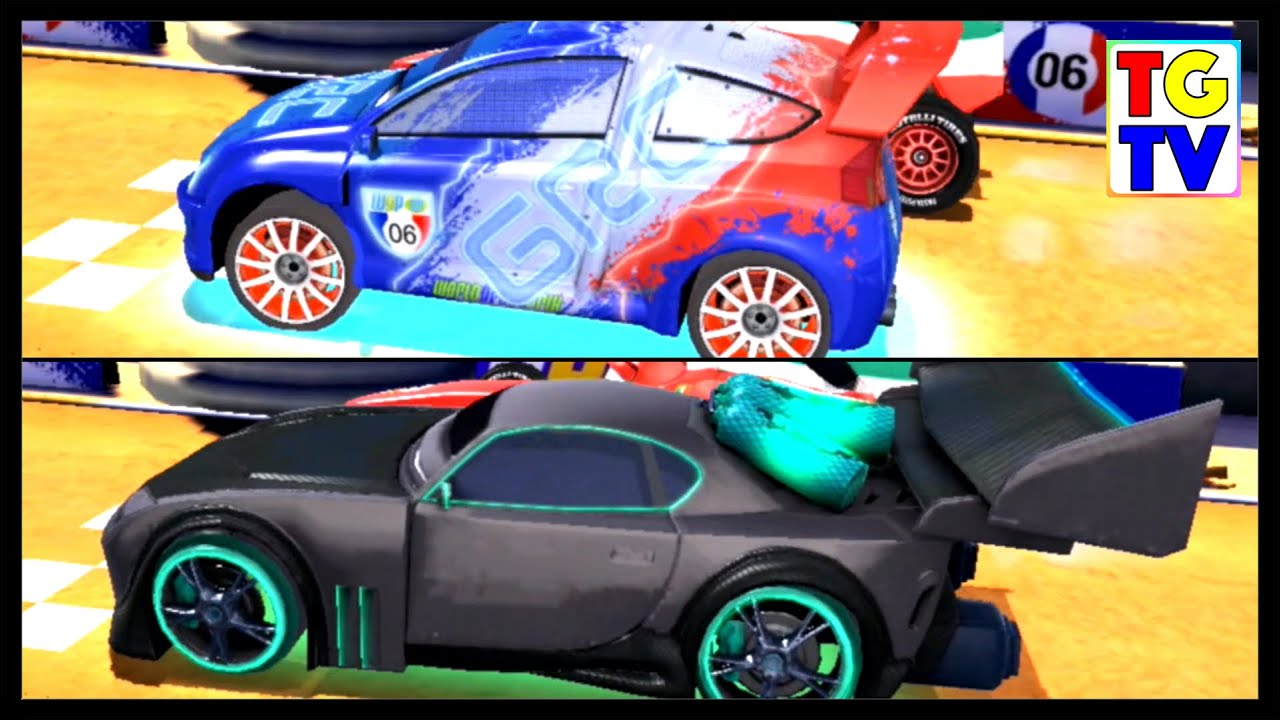 Disney Pixar Cars 2 Screen Race Neon Tuner VS World Grand Prix | Cars Fast as Lightning