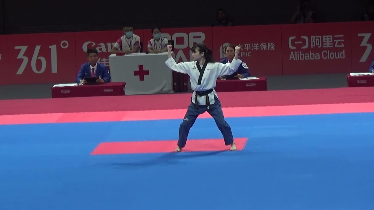 Asian Games Taekwondo Poomase Female Individual, Quarter Final: Niwa Yuiko 丹羽 結子 JPN vs Naila PAK