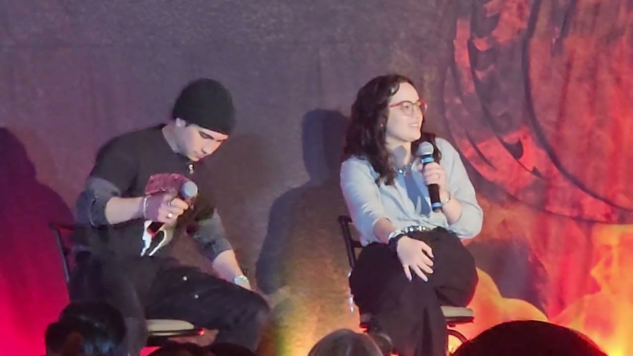 Cobra Kai panel opening with Mary Mouser (Samantha LaRusso) and Tanner Buchanan (Robby Keene) in NJ