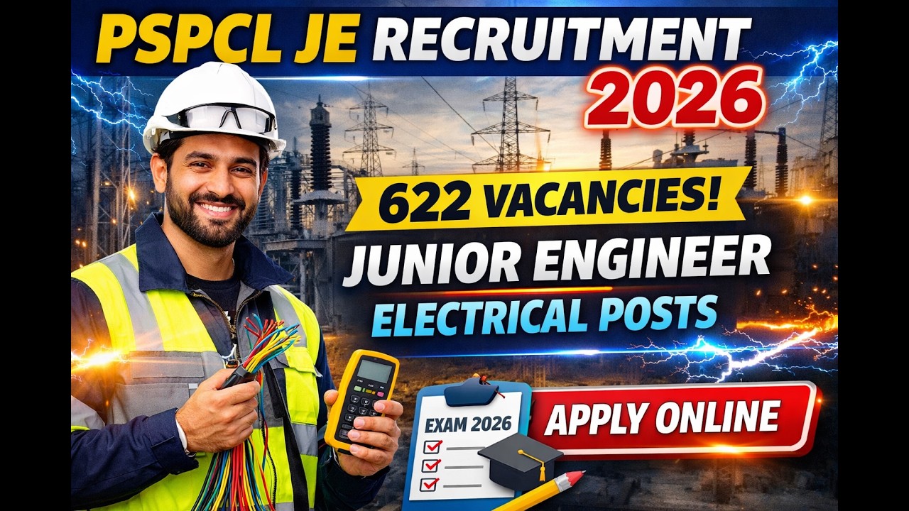 PSPCL JE 2026  622 Vacancy Out | Apply Online Now | Full Details pspcl recruitment 2026