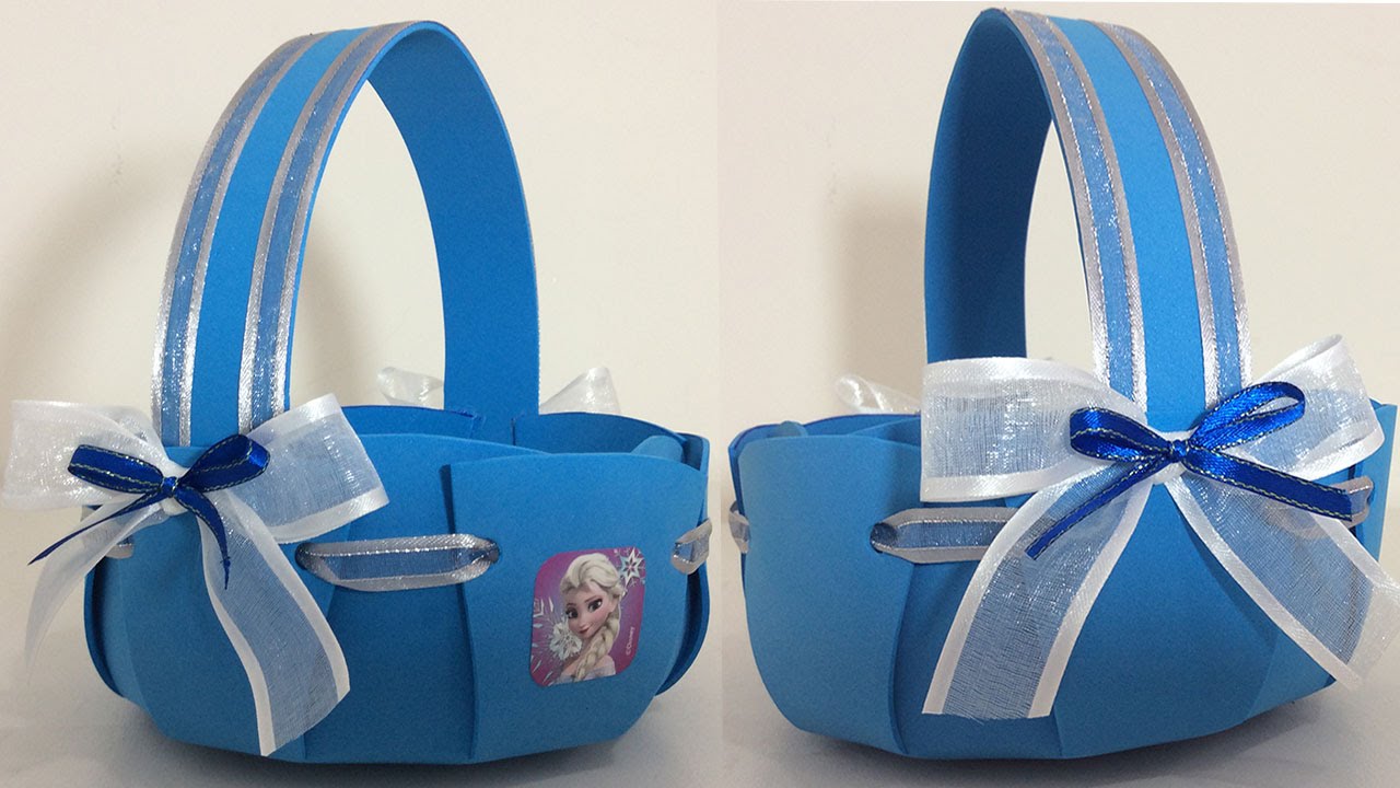 DULCERO DE FROZEN. CANASTITA DE FOAMI. BOLSITA DE GOMA EVA.