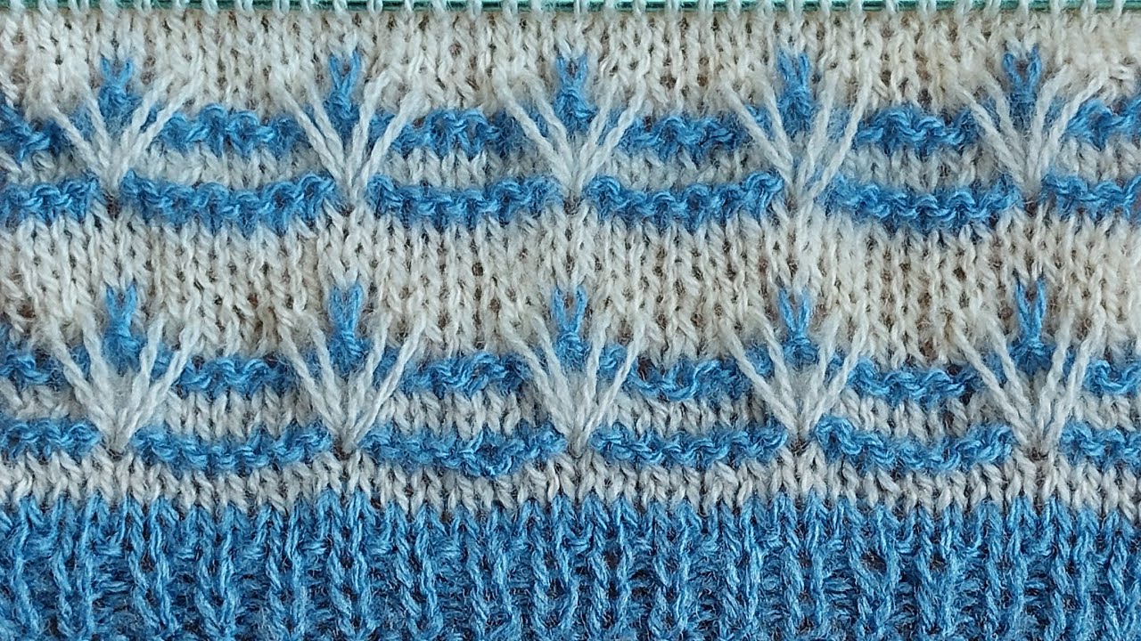 Нежный узор спицами для детской кофточки, свитера.