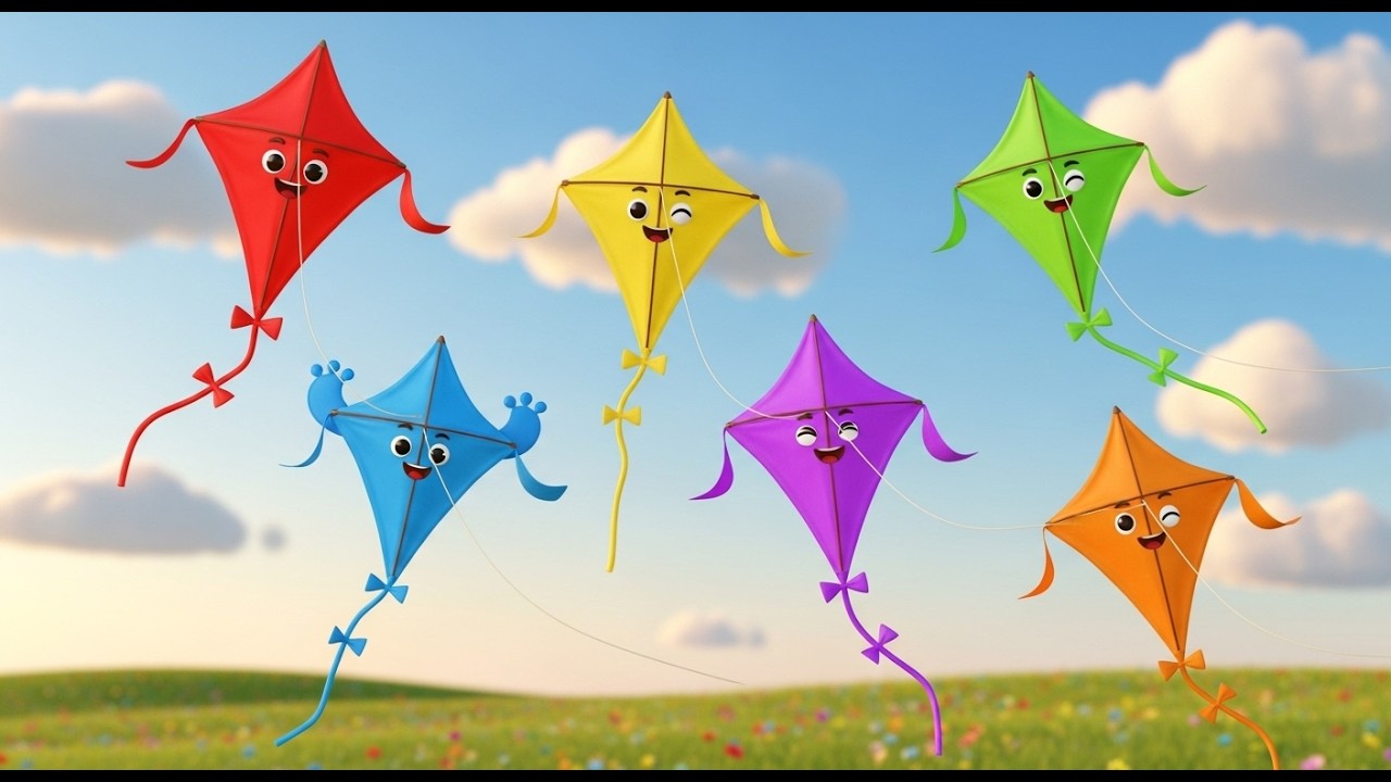 Six Little Toy Kites Fly Fly Fly | Colorful Sky & Counting Songs for Kids