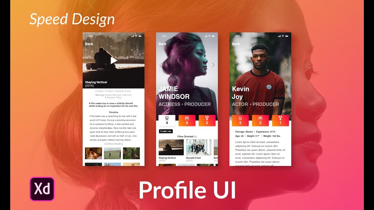 Designing a Profile User Interface in Adobe XD CC | Speed Design & Prototype