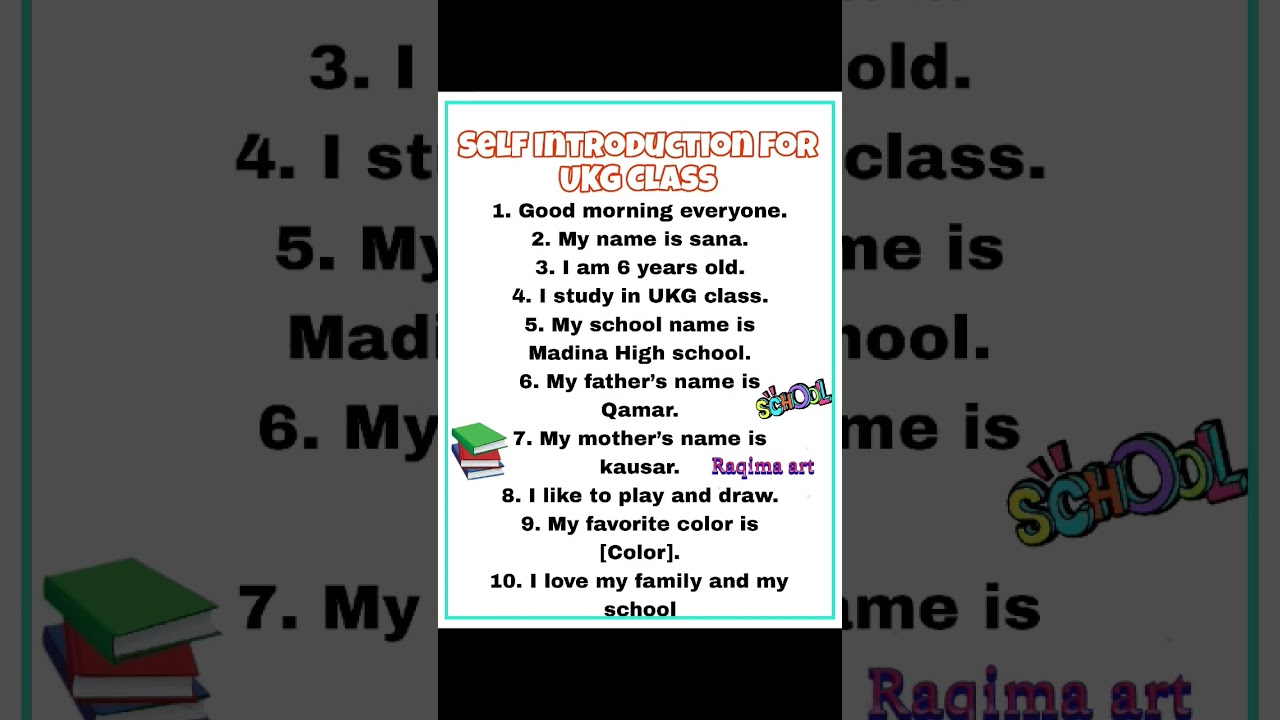 Self Introduction for UKG Class | Easy Lines for Kids