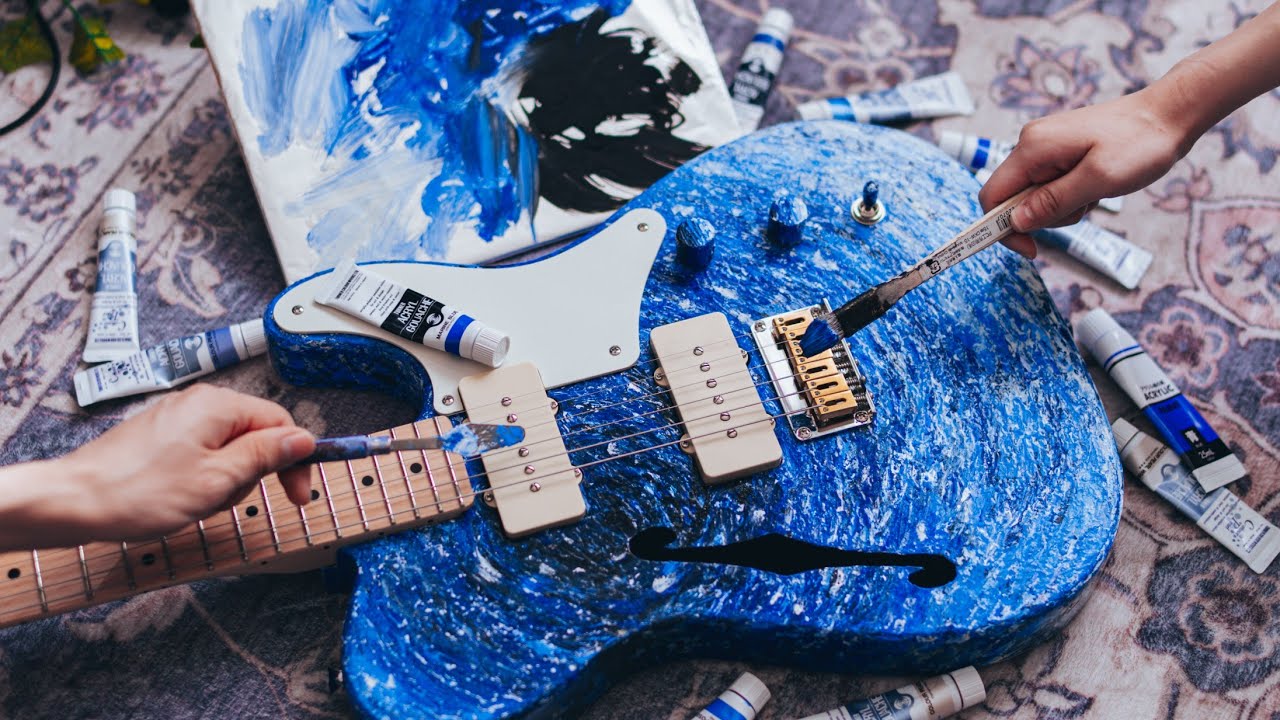 How to drawing on Guitar with Paint.