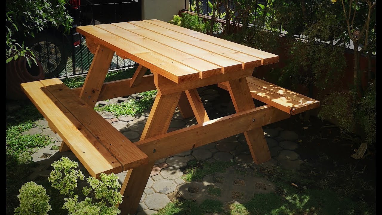 HOW TO BUILD A PICNIC TABLE WITH 8 SLABS OF 2X12X4 PINEWOODS