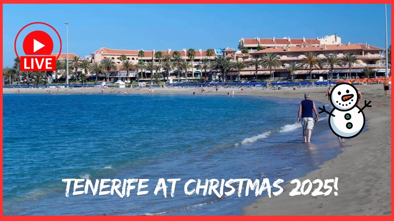 🔴LIVE: RAMMED in Tenerife for Christmas- BUSY BEACHES in Los Cristianos & Las Americas ☀️