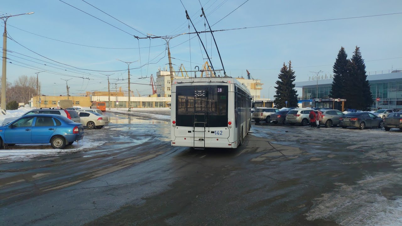 Поездка на троллейбусе 🚎 БКМ города Тольятти по маршруту 18: Парк Хаус - Речной вокзал.