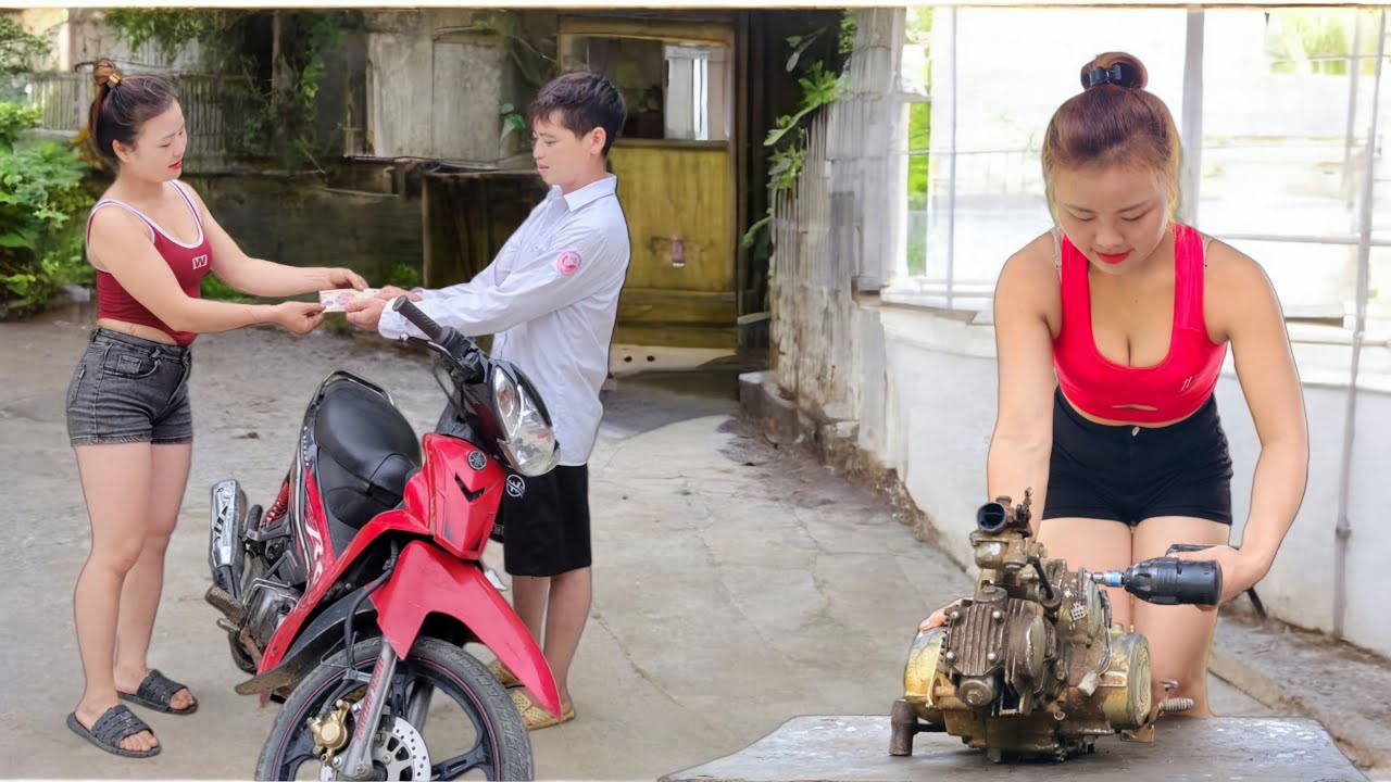 Timelapse :The girl spent 1 day to repair and restore the motorbike for her neighbor