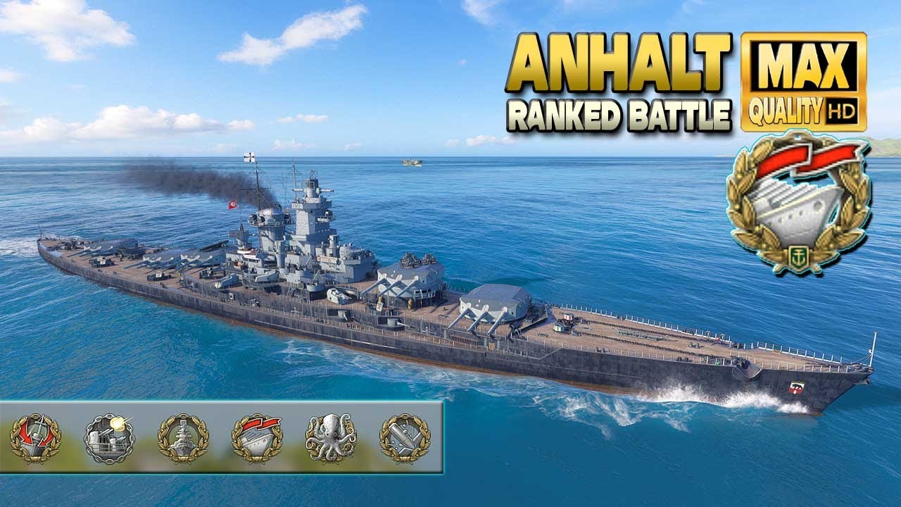 Линкор &laquo;Ангальт&raquo; в одиночку против 5 в ранговом бою - World of Warships