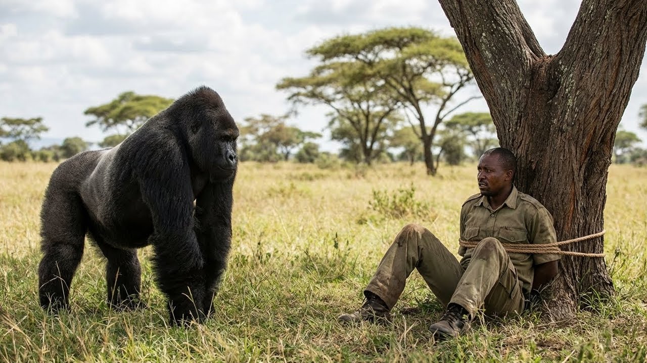 Gorilla Discovers Ranger Tied to a Tree, What Happens Next Shocks Everyone!
