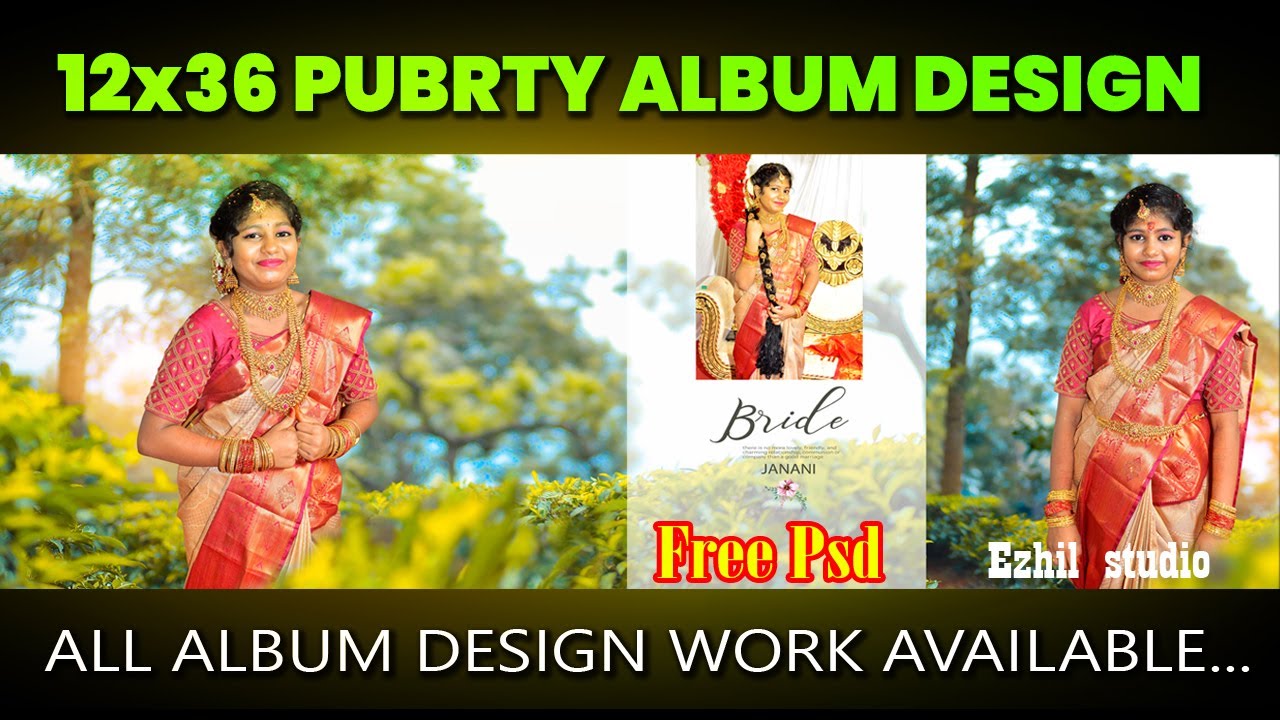 12x36 Puberty album design psd collections | manjal neerattu vizha album design psd collections free