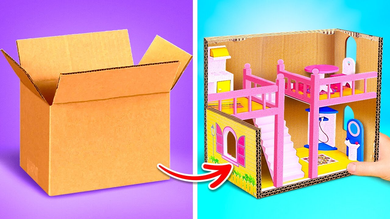 Barbie House Makeover 🪑✂️ Idee carine per le case delle bambole in cartone
