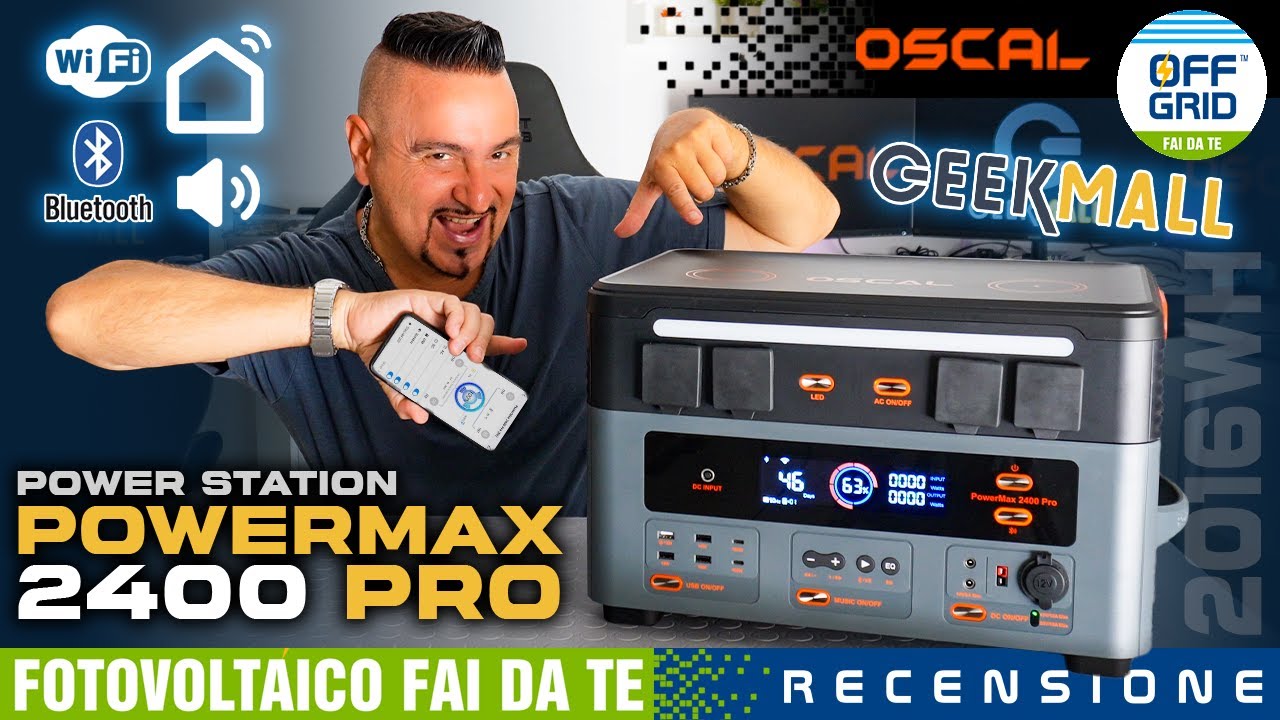 Power Station OSCAL PowerMax 2400 Pro 2016Wh fino 22kWh Test di Potenza APP Wi-Fi Bluetooth GeekMall