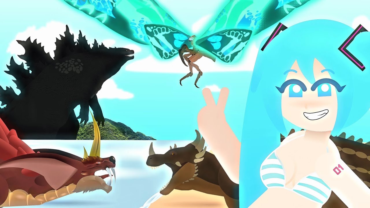 Godzilla and Mothra on free time: The beach episode! Kaiju Animation 2D