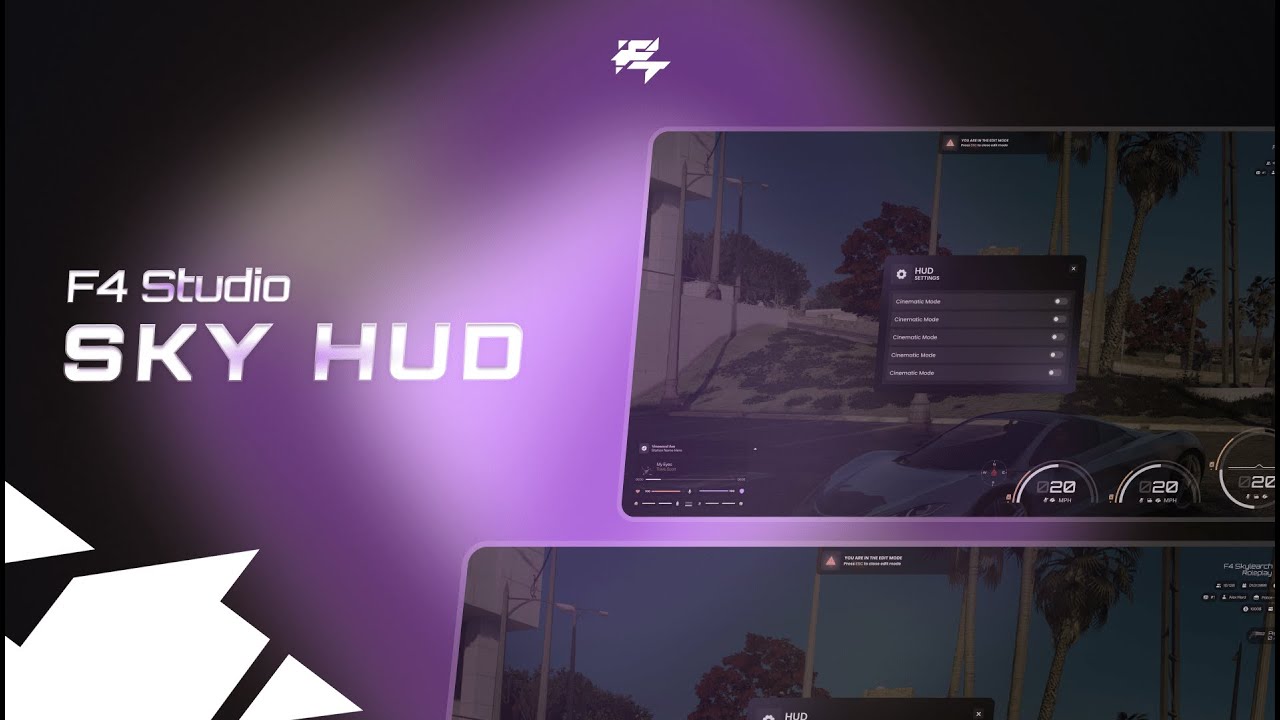 Fivem Sky HUD - F4 Studio [QBCore / Qbox / ESX ]