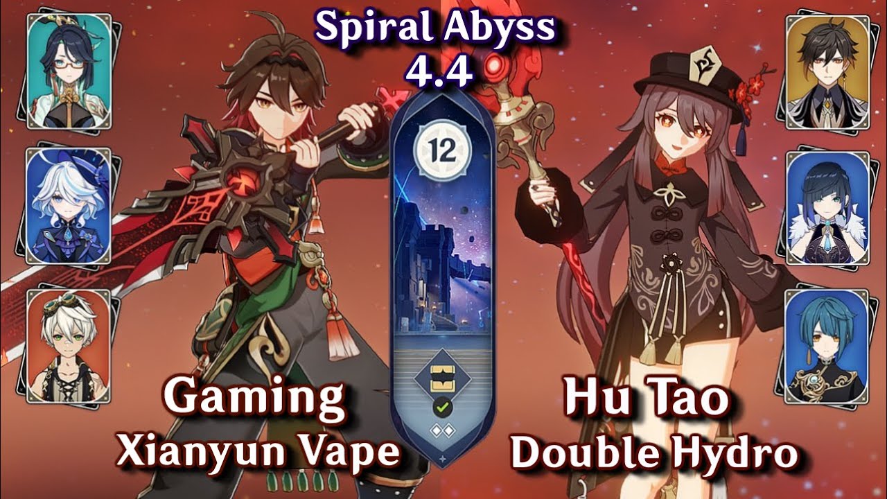 C0 Xianyun Gaming & C0 Hutao Double Hydro | NEW Spiral Abyss 4.4 - Floor 12 9 Stars | Genshin Impact
