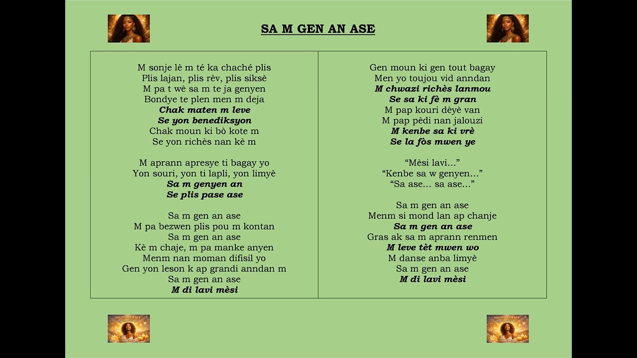 PLAYLIST 7 MERCI LA VIE BENI SWARE LA SA M GEN AN ASE ANMENM A LANMOU MENM LANME KA GE NOU GRANDI 43