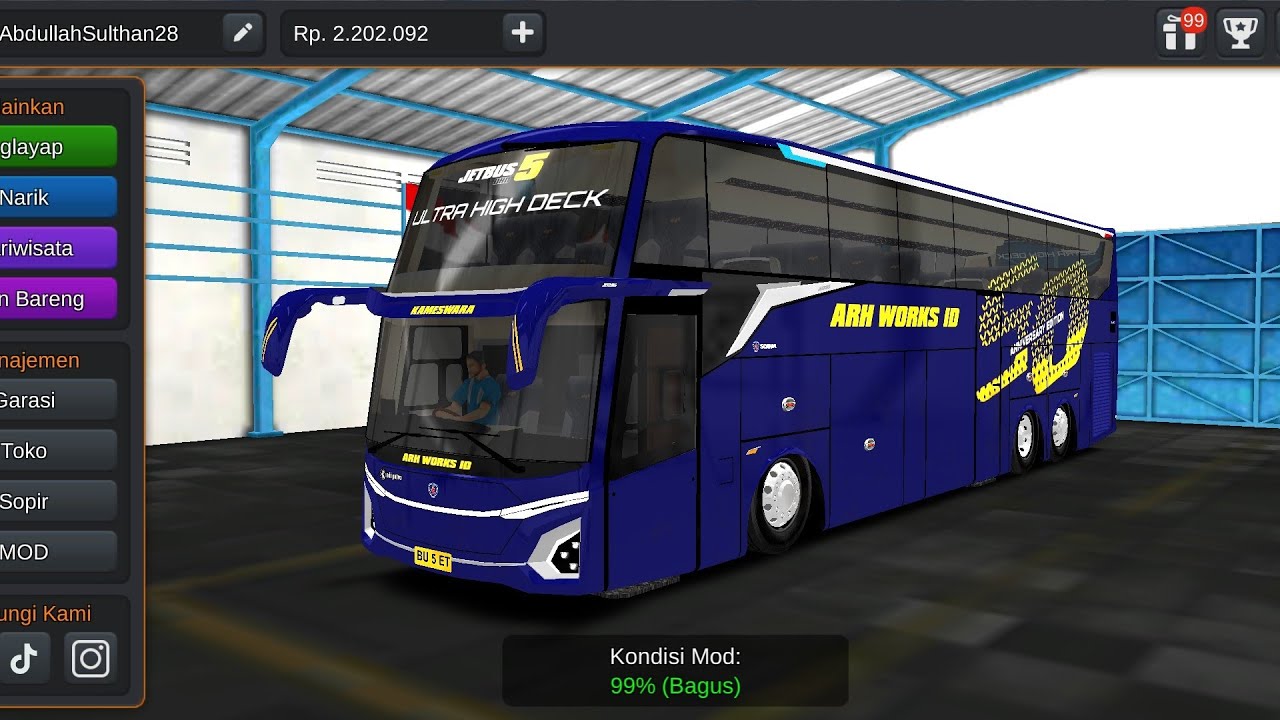 BUSSID Gameplays: Trip from Malang to Banyuwangi with Jetbus 5 UHD Scania K410iB Bus.